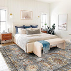 RUGSURE Washable Area Rugs - Perfect for Living Room, Bedroom, Kids Room, Nursery - Stain & Water Resistant Non-Slip, Pet & Child Friendly, Vintage Tribal Area Rugs (Turmeric and Grey, 4' x 6')