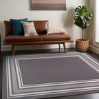 Beverly Rug Non Slip Area Rugs 3x3 Modern Bordered Non Skid Rubber Backing Soft Area Rug for Living Dining Room Easy to Clean Non Shedding Kitchen Bedroom Indoor Carpet 3 x 3 Gray
