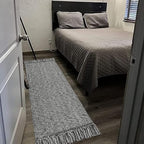 Collive Hallway Runner Rug, 2' x 6' Hand-Woven Reversible Washable Entryway Rugs, Grey Cotton Modern Farmhouse Laundry Room Carpet Long Carpets for Bathroom Sink Foyer Bedroom