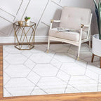 Unique Loom Trellis Frieze Collection Area Rug - Geometric (6' Square, Ivory/ Gray)