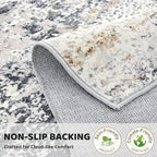 4ft Round Area Rug Living Room Rugs - 4x4 Washable Large Soft Indoor Neutral Modern Abstract Low Pile Rug Carpet for Bedroom Dining Room Farmhouse Home Office - Beige Blue