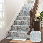 jinchan Kelda Runner Rug 2x8 Hallway Rug Washable Runner Vintage Mat Retro Print Lightweight Non-Slip Floor Cover Distressed Thin Carpet for Entryway Bathroom Bedroom Laundry Room Stairway Blue