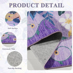 DUKINO Runner Rug, 2x10 Kitchen Hallway Carpet, Washable with Non-Slip Backing, Low Pile Soft Boho Floral for Entryway, Laundry, Bedroom, Purple