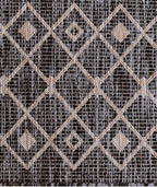 Unique Loom Outdoor Trellis Collection Area Rug - Tribal Trellis (10' 8" Square, Charcoal Gray/ Natural)