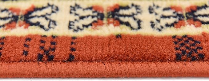 Unique Loom Taftan Collection Border Geometric Tribal Inspired Design Area Rug (4' 0 x 6' 0 Rectangular, Terracotta/ Ivory)