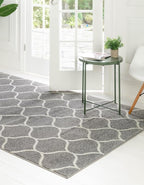 Rugs.com Lattice Frieze Collection Rug – 7' x 10' Light Gray Medium Rug Perfect for Living Rooms, Large Dining Rooms, Open Floorplans