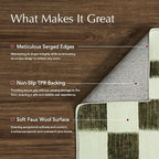 EVERGRACE Checkered Plaid Area Rug 2x8, Soft Fuzzy Faux Wool Rugs Washable Anti Slip Long Runner Rug Carpet for Entryway Bedroom Living Room Hallway Kitchen Dining Room and Laundry, Olive Green
