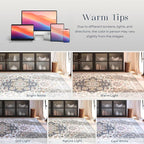 Phantoscope Washable Area Rug 9'x12' Non-Slip, Vintage Boho Rugs for Living Room, Bedroom, Dining Room, Persian Floral Medallion Pattern, Low-Pile Foldable Floor Carpet, Ivory Blue/Garden Bloom