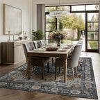 Washable 6x9 Area Rug for Living Room, Carpet for Bedroom Dining Room, Non Slip&Non-Shedding Resistant Low Pile Vintage Print Rug for Home Office (Tan/Gray)