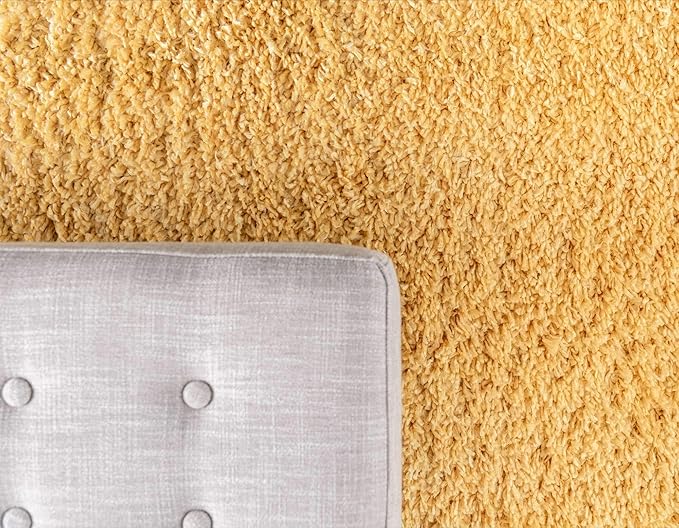 Unique Loom Davos Shag Collection Area Rug - Solid (2' 7" x 10' Runner, Sun Yellow)