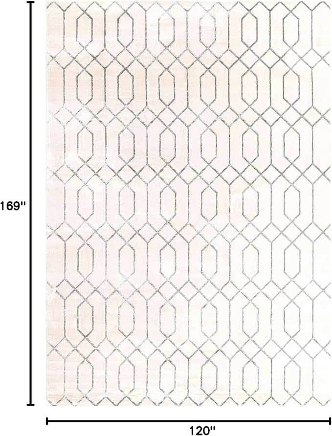 Marilyn Monroe Glam Collection Area Rug - Trellis (10'x 14' 1" Rectangle, White Silver/ Silver)