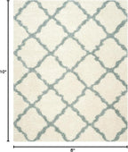 SAFAVIEH Area Rug 8x10 - Dallas Shag Collection - Large - Ivory & Light Blue, Trellis Pattern, Non-Shedding & Easy Cleaning, Plush Thick Pile, Ideal for Living Room, Bedroom, Dining Space (SGD257J)