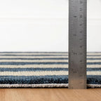 Dash & Albert Silas Stripe Navy Hand Micro Hooked Wool Rug, 3 X 5 Feet, Blue Stripe Pattern - Premium Luxury Hotel Quality Soft Breathable Hypoallergenic Machine Washable Easy Care All Season