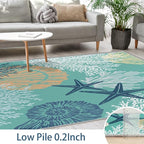 Tritard Coastal Runner Rug Nautical Hallway Rugs Beach Themed Non-Slip Machine Washable Rugs Modern Floor Carpet for Living Room Bedroom, 2x6, Teal and Turquoise