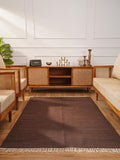 Rugsotic Carpets Hand Woven Flat Weave Kilim Wool 5'x8' Area Rug Solid Dark Brown D00111