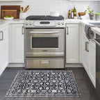 Vintage Entryway Rug 2x3 Washable, Black and White Kitchen Rug, Super Soft Thin Faux Wool Small Area Rug, Non-Slip Accent Mat for Foyer, Bedroom, Office