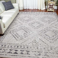 ILANGO Area Rugs 5x7, Moroccan Grey Rugs for Living Room Machine Washable Area Rugs Dedroom with Rubber Backing Non Slip Carpet for Farmhouse Dining Room, Ultra-Thin, Foldable, Easy Clean