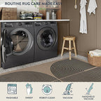 Lahome Modern Rainbow Easy Jute Office Rug, Outdoor Patio Rug 4x6 for Living Room Washable Carpet for Bedroom, Farmhouse Contemporary Non Slip Non Shedding Black Carpet for Backyard