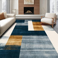 Flatwoven High Traffic Area Rug 6x9, Eclectic Funky Ink Wash Design Abstract Area in Multi Tone, Non Slip, Stain Resistant, Washable Area Rugs for Living Room, Bedroom (Blue, 6x9)