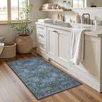 Lahome Floral Entryway Rug, 2x3 Kitchen Rugs Non Slip Washable Boho Blue Forest Design, Soft Door Mat Indoor Entrance, Ultra-Thin Easy Clean Small Throw Carpet for Bedroom Bathroom, Blue