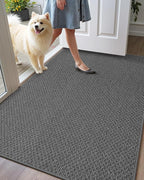 Color&Geometry Ultra Thin Indoor Door Mat Non Slip Rubber Backed Dirt Trapper 48"x72"(Rolled-up NO Creases), Rugs for Entryway, Front Door Mat Indoor Washable Low-Profile Entry Mat, Grey