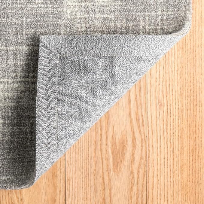 Dash & Albert Crosshatch Dove Grey Hand Micro Hooked Wool Rug, 7.5 X 9.5 Feet, Grey Solid Pattern