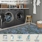 Lahome Floral Entryway Rug, 2x3 Kitchen Rugs Non Slip Washable Boho Blue Forest Design, Soft Door Mat Indoor Entrance, Ultra-Thin Easy Clean Small Throw Carpet for Bedroom Bathroom, Blue