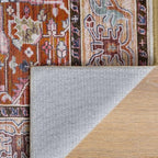 Runner Rug 2×6, Machine Washable Non-Slip Vintage Area Rug, Low Pile, Indoor Carpet Printed Floral Rugs for Living Room, Entryway, Kitchen, Bedroom, Rust Brown
