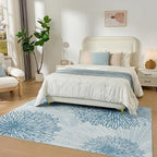 WITSHOCK 5x7 Washable Rug for Living Room,Modern Floral Distress Print Pattern Area Rugs,Stain Resistant with Non Slip Backing Carpet for Dining Room,Bedroom & Home Decor,Blue/Light Blue