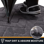 PURRUGS Dirt Trapping Door Mat 32" x 70", Non-Slip Machine Washable Entry Rug, Shoe Scraper, Dog Doormat, Super Absorbent Welcome Mat for Front & Back Door, Muddy Wet Shoes & Paws, Grey