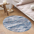 3' Washable Round Rug for Entryway, Navy Blue Gray Neutral Multi Soft Non-Slip Area Rugs Modern Abstract Low-Pile Carpet, Neutral Vintage Circle Rugs for Living Room Dining Bedroom Foyer