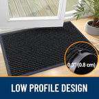 OLANLY Front Door Mat Indoor Outdoor Entrance, Waterproof Heavy Duty Doormat, Fade Resistant, Low Profile, Easy Clean Patio Porch Welcome Floor Mats for Entry, 47x34, Black