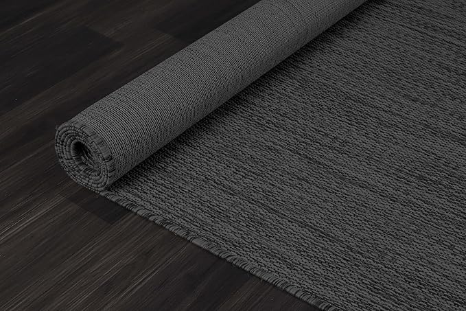 CAMILSON Outdoor Rug 10x14 Modern Area Rugs for Large Indoor and Outdoor Patios and Porches - Waterproof, Washable, Non-Shedding, Easy-to-Clean Outside Carpet (10 x 14, Solid - Dark Gray)