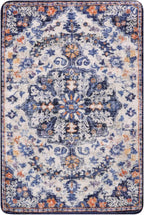 Lahome Bohemian Floral Medallion Area Rug - 2x3 Blue Small Kitchen Rug Machine Washable Front Door Rug, Soft Non Slip Indoor Floor Throw Carept for Bedroom Bathroom Mud Room Entry Way