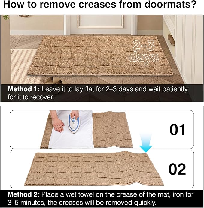 Large Front Door Mat Outside Entrance, Outdoor Indoor Door Mats for Entryway, Entrance, Entry, Patio, Waterproof Non Slip Doormat, Low-Profile, 31.5" × 47“, Brown