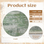 Round 5ft Abstract Rug, Modern Washable Indoor Circle Area Rugs for Living Room, Soft Circular Non-Slip Carpet Floor Mat for Entryway Dining Room Home Office - Abstract Sage Green