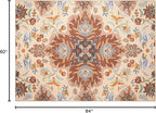 Phantoscope Washable Area Rug 5'x7' Non-Slip, Vintage Boho Rugs for Living Room, Bedroom, Dining Room, Fall Orange Floral Medallion Pattern, Low-Pile Foldable Floor Carpet, Rust/Multi Floral