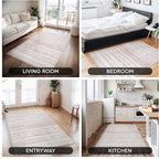3x5 Pink Area Rug Machine Washable Non Slip Rug Distressed Neutral Moroccan Boho Rug Ultra Soft Indoor Rugs for Bedroom Living Room Entryway Kitchen Foyer Bedside