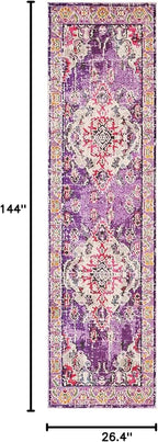 SAFAVIEH Monaco Collection Runner Rug - 2'2" x 12', Violet & Fuchsia, Boho Chic Medallion Distressed Design, Non-Shedding & Easy Care, Ideal for High Traffic Areas in Living Room, Bedroom (MNC243P)
