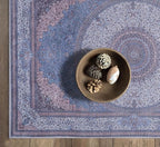 GLN Rugs Traditional Collection - Machine Washable Area Rug, Traditional Washable, Non Slip, Low Pile Chenille Rug, Living Room, Bedroom, Kitchen Rug (8' x 10' Navy/Off White)