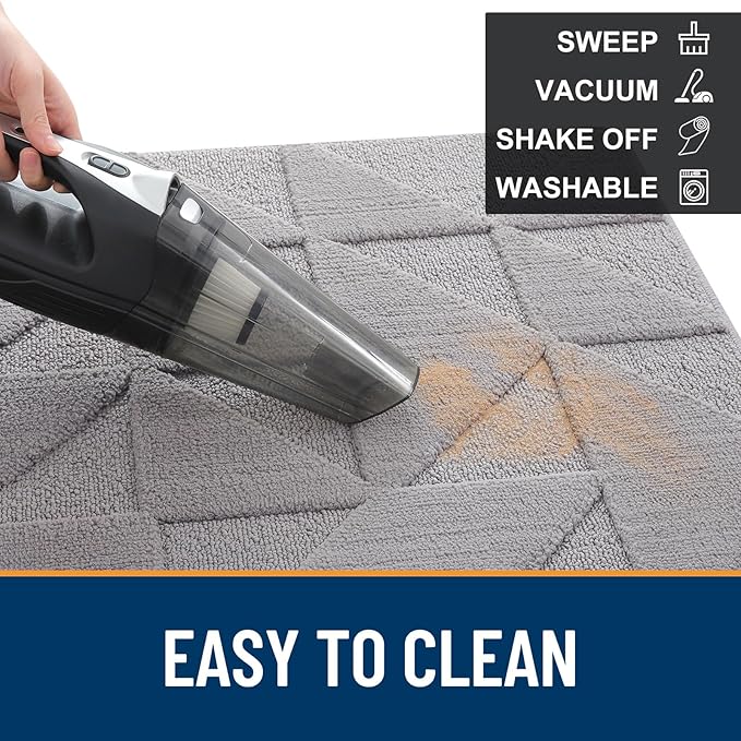 OLANLY Door Mats Indoor, Non-Slip, Absorbent, Dirt Resist, Entrance Washable Mat, Low-Profile Inside Entry Doormat for Entryway (47x20 inches, Grey)