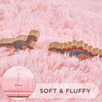 Andency Pink Round Area Rug for Bedroom, Shag Fuzzy Plush Circle Rug 7'X7' for Room, Cute Fluffy Circular Carpet for Dorm Playroom