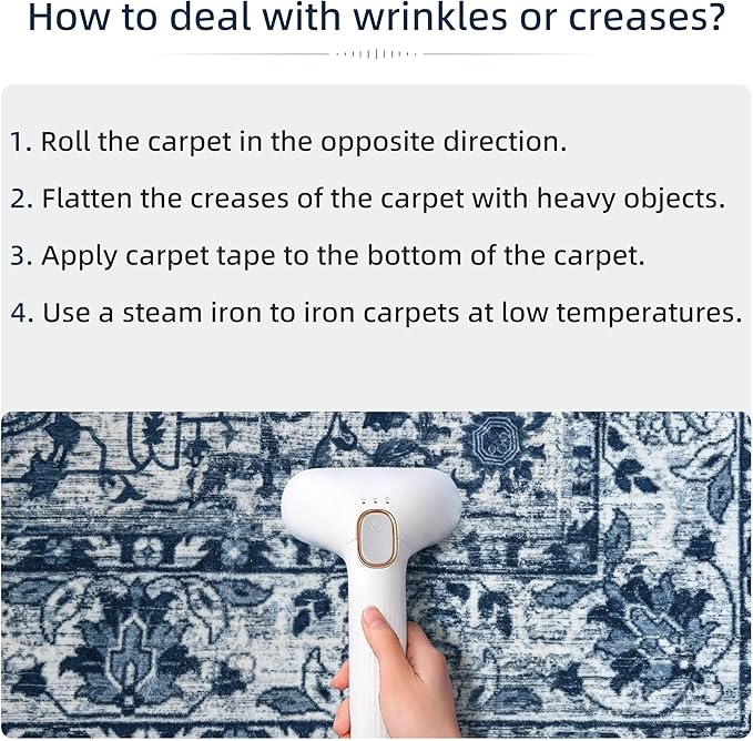 YJ.GWL Area Rugs for Living Room 5x7 Machine Washable Rugs, Non Slip Floral Vintage Rug Indoor Carpet, Stain Resistant Large Rug for Bedroom Dining Room, Navy Blue