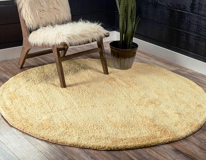 Unique Loom Solo Collection Area Rug - Calabasas (6' 1" Round, Yellow)