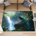 Peacock Rugs for Bedroom - 5x6 Rug, Peacock Decor Area Rugs for Living Room, Natural Landscapes Carpet, Waterfall Washable Area Mat, Aesthetics Carpet - Peafowl Home Decor & Gifts