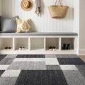 Rugshop Gray Modern Geometric Boxes Non-Slip Area Rug Non-Shedding for Dining Room, Bedroom and Living Room, 4' x 6'