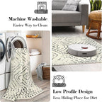 Wonnitar Moroccan 4x6 Area Rug, White Boho Rugs for Living Room, Washable Soft Large Rug for Bedroom,Non-Slip Geometric Throw Carpet, Low Pile Accent Mat for Nursery Bedside Dorm (Beige,4'x6')