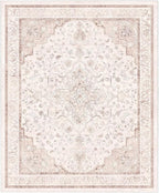 Marsail 5x7 Machine Washable Area Rug, Soft & Slip-Resistant Large Area Rug with Reinforced Bound Edges, Vintage Short-Pile Washable Rug with Floral Pattern for Living Room, Dinning Room and Bedroom