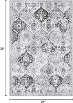 Lahome Moroccan Trellis Washable Rug, 2x3 Kitchen Rugs for Entryway Bathroom, Non-Slip Indoor Door Mat Ultra-Thin, Small Oriental Throw Carpet for Bedroom Entry, Silver/Grey