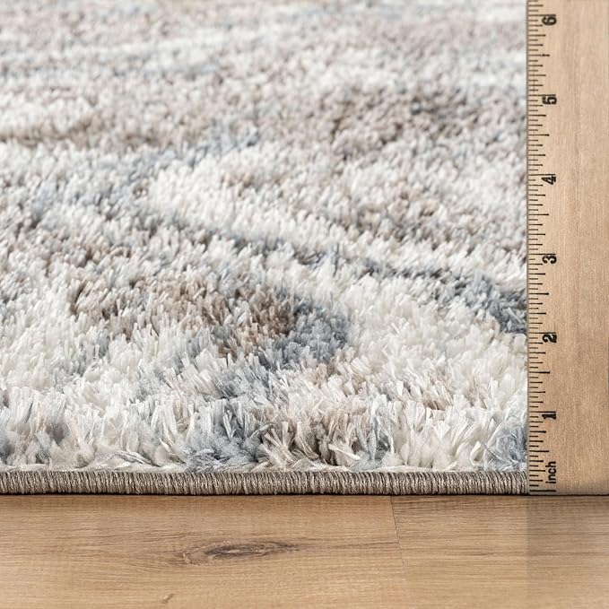 Rugshop Abstract Marble Shag Area Rug Blue 5' x 7' Great for Bedrooms, Living Rooms, or Under Coffee Tables